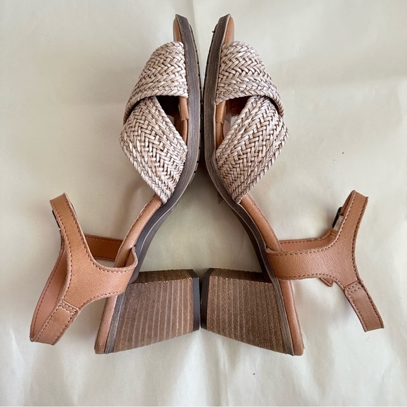 Mariella Boho Sandal Women 8M Ankle Strap Block Heel Leather Woven Italy Comfort - Picture 6 of 10